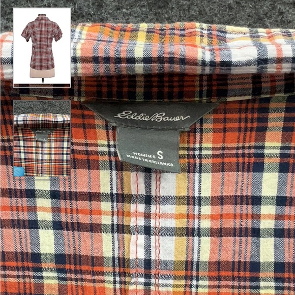 Eddie Bauer colorful plaid button blouse small - Picture 3 of 3